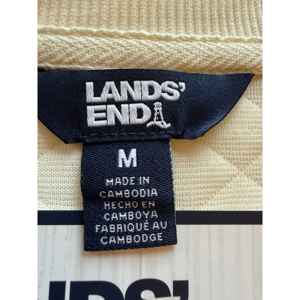 Lands' End Lounge Set Women Medium Ivory New Quilted 2-Piece Jacquard V-Neck NEW - Picture 2 of 4